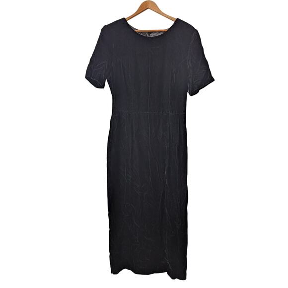 Vtg Lanz RSVP Evening Dress Small Black Formal Velour Midi Bow Open Back Hoco - Picture 2 of 13